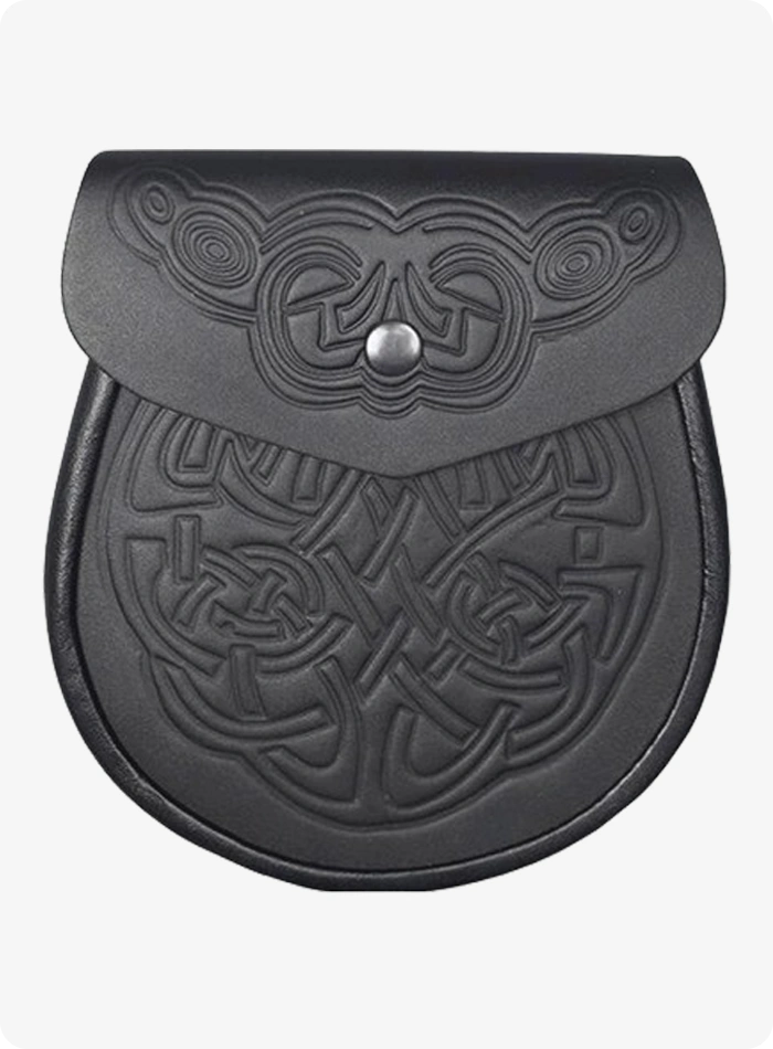 Black Celtic Embossed Leather Sporran