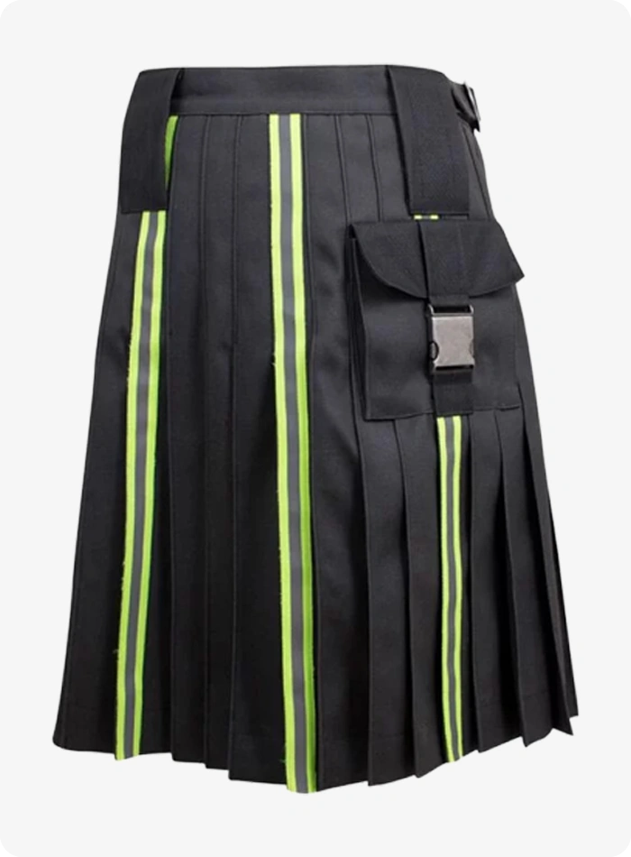 Custom Made Black Firefighter Kilt with Fastening Straps