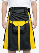 Black and yellow kilt with fringes on a white background