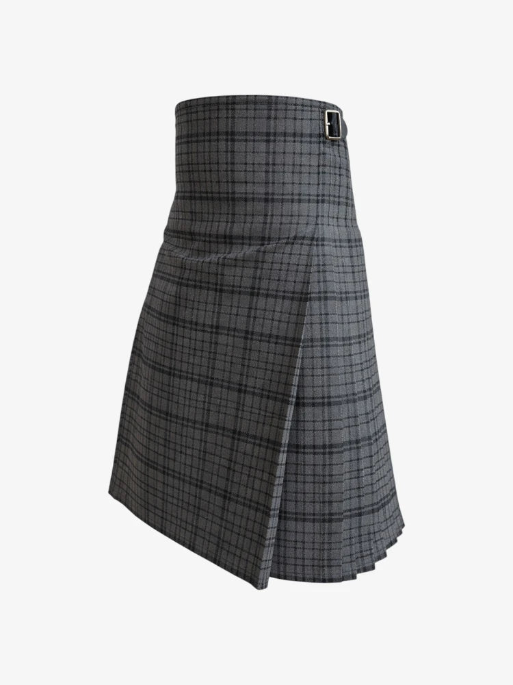 Gray plaid kilt on a white background