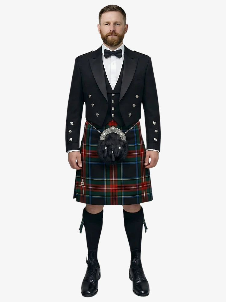 Completo Kilt Prince Charlie Tartan Black Stewart