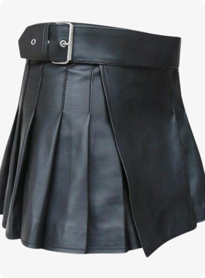 Custom Made Premium Quality Black Women Leather Kilt