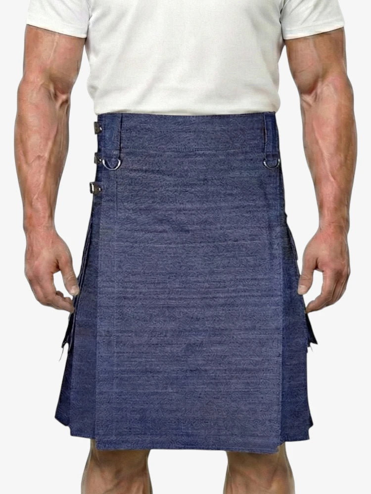 Gonna Denim Blu Scozzese