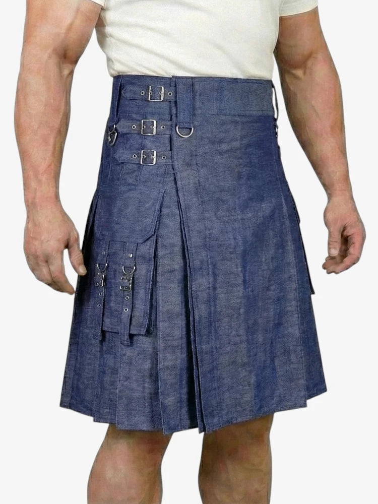 Gonna Denim Blu Scozzese