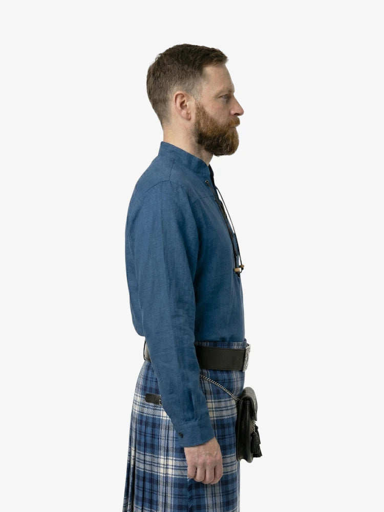 Camicia Jacobite Ghillie blu su misura