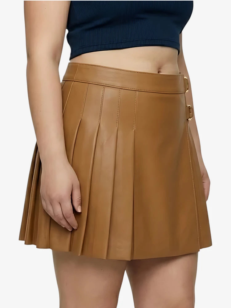 Kilt in Pelle Marrone Tradizionale Scozzese su Misura da Donna