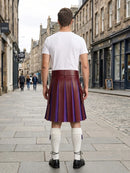 Burgundy Leather Kilt With Purple Pleats Back Side