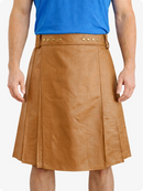 Camel Genuine Leather Utility Kilt with Studded Waistband