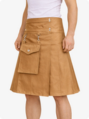 Brown skirt with button details on a white background