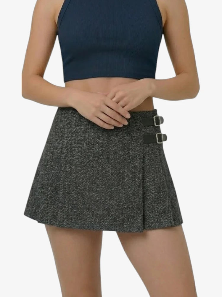 Kilt in Tweed Grigio Scuro Casual da Donna