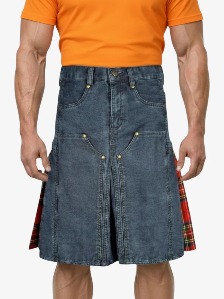 Gonna Scozzese in Denim Casual Moda