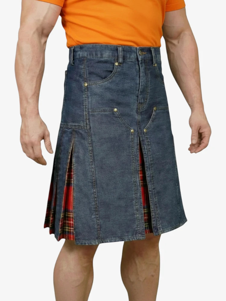 Gonna Scozzese in Denim Casual Moda