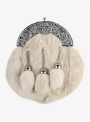 Celtic Cross Full Dress Chrome White Rabbit Fur Sporran
