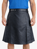 Charcoal Genuine Leather Utility Kilt with Studded Waistband