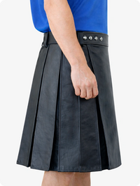 Charcoal Genuine Leather Utility Kilt with Studded Waistband