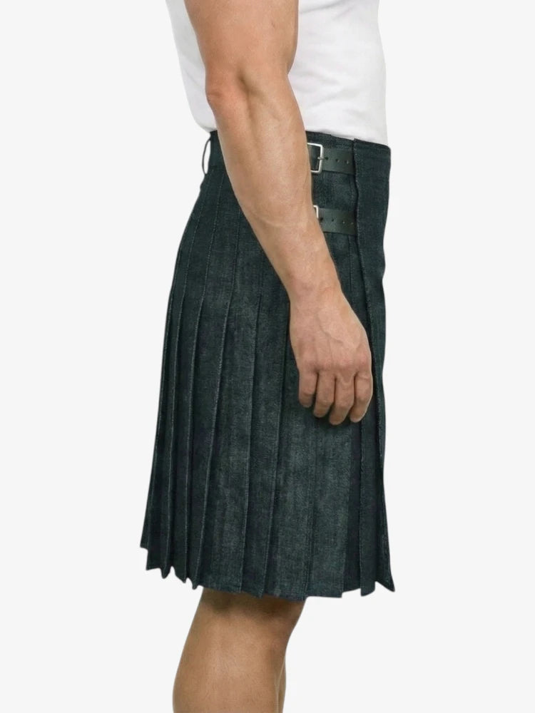 Gonna Scozzese in Denim Grigio Antracite