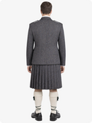 Kilt in tweed a spina di pesce color antracite con giacca a rombi in tweed a spina di pesce color antracite, completo kilt