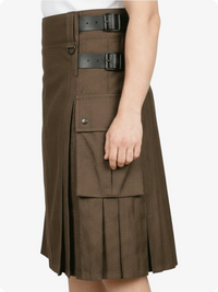 Brown kilt with black belts on a white background