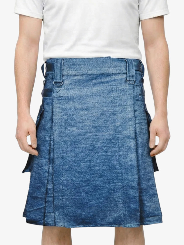 Kilt Utility Blu Classico con Cinghie Regolabili