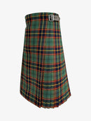 Green plaid kilt with a belt on a white background