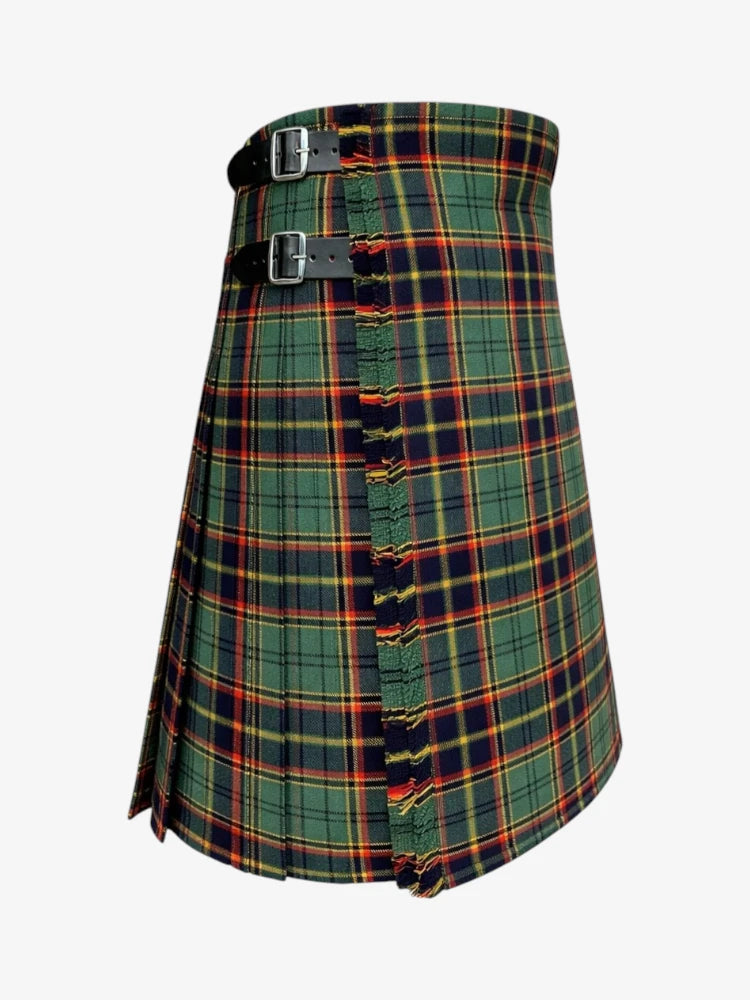 Plaid kilt with a belt on a white background