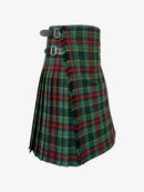 Green plaid kilt with a belt on a white background