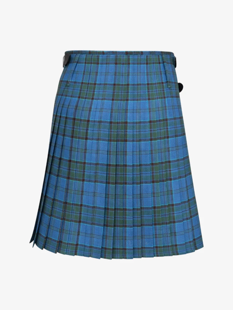 Blue plaid kilt on a white background
