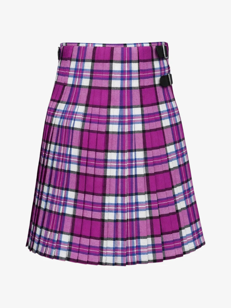 Purple plaid kilt on a white background