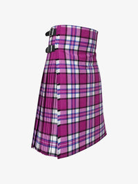 Purple plaid kilt on a white background