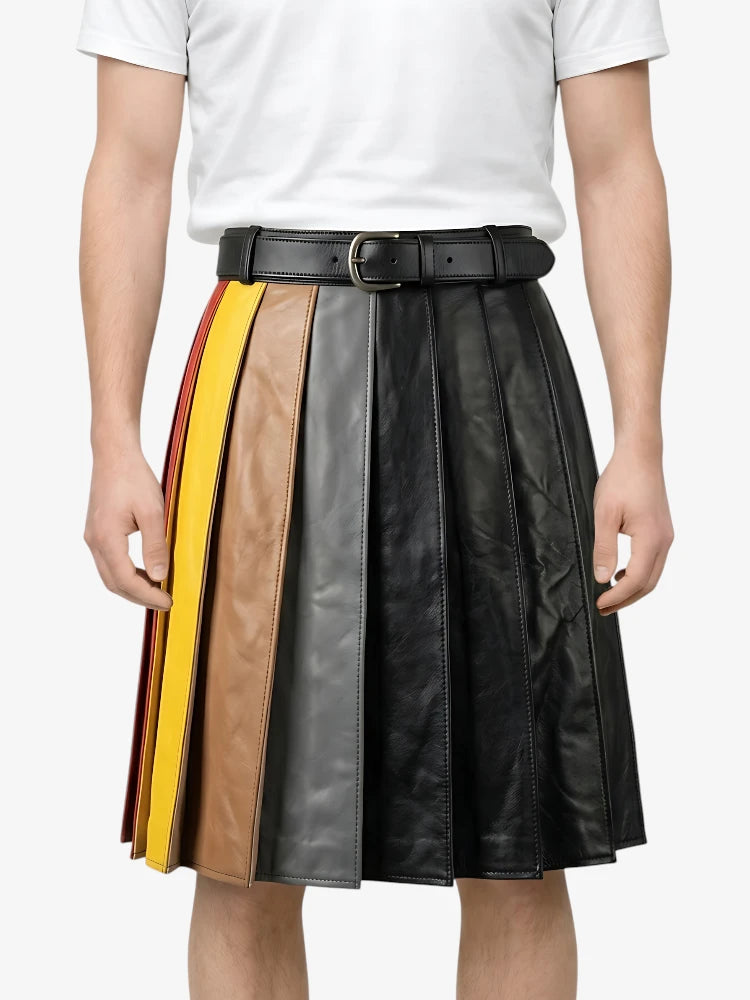 Kilt in pelle nero fashion su misura