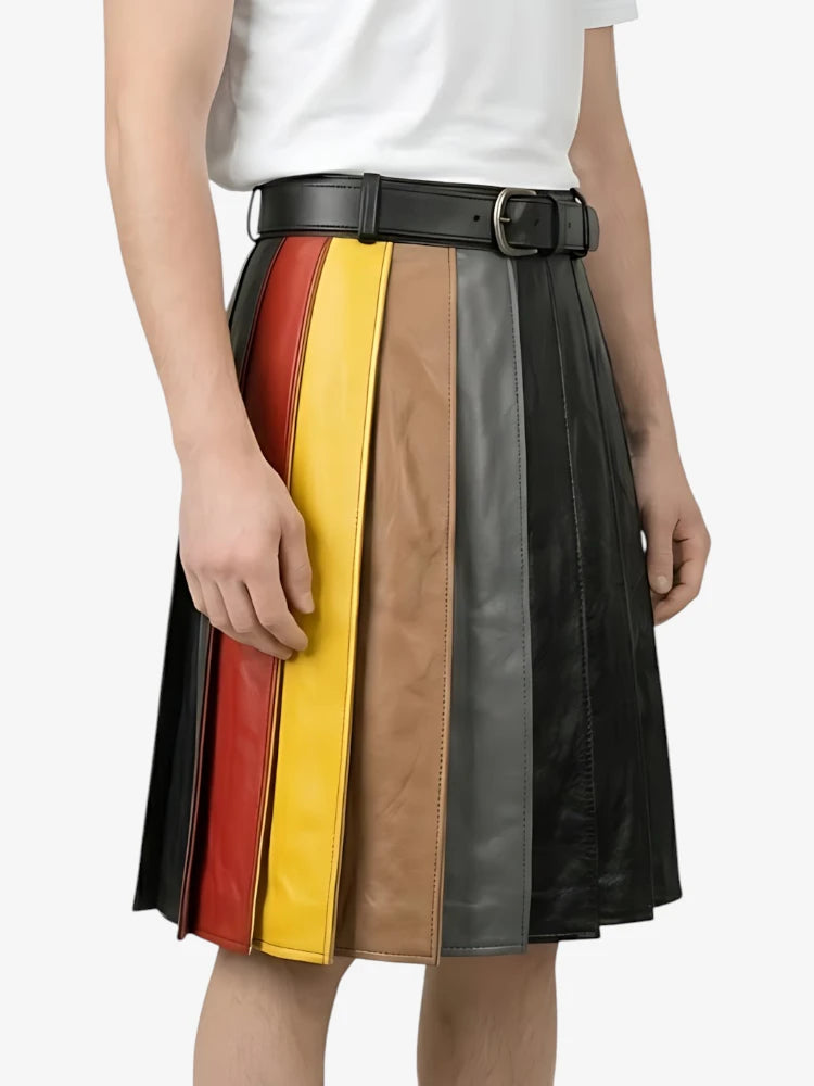 Kilt in pelle nero fashion su misura