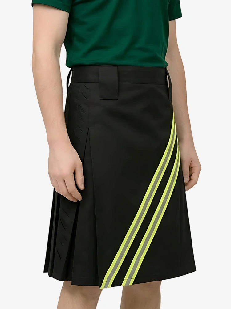 Kilt Vigile del Fuoco Nero con Cinghie di Chiusura Su Misura