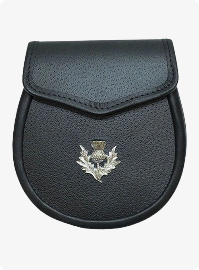 Sporran da Kilt in Pelle Nera Su Misura