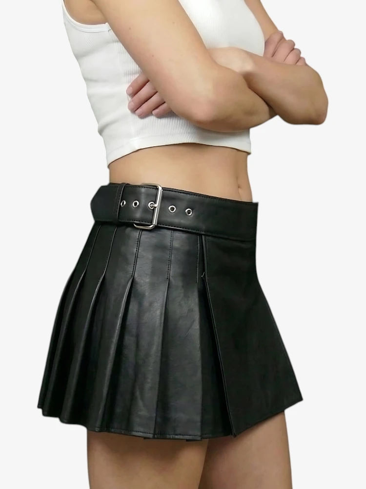 Kilt in Pelle Nera su Misura da Donna