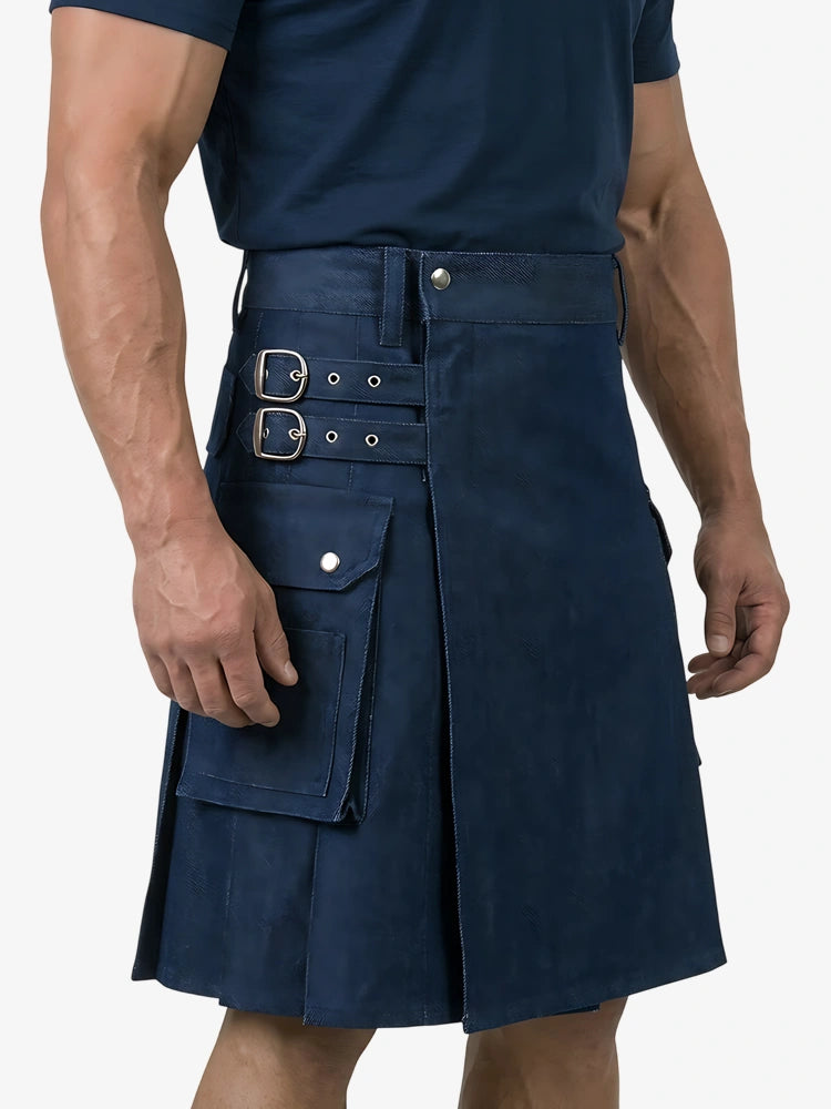 Kilt in denim blu scozzese su misura