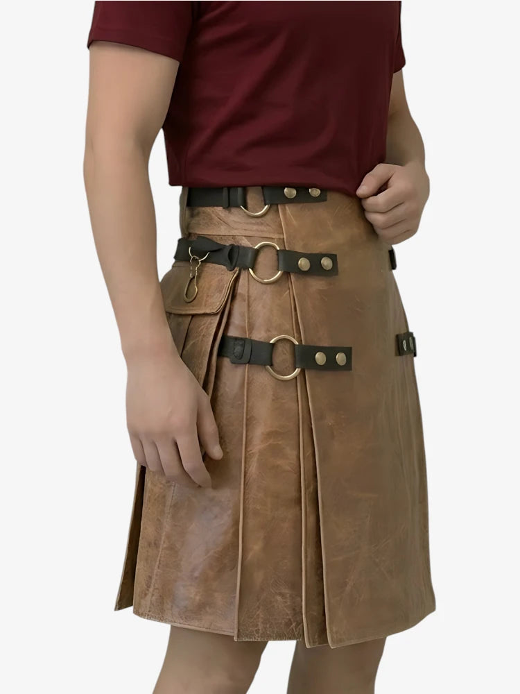 Kilt in Pelle Marrone Su Misura