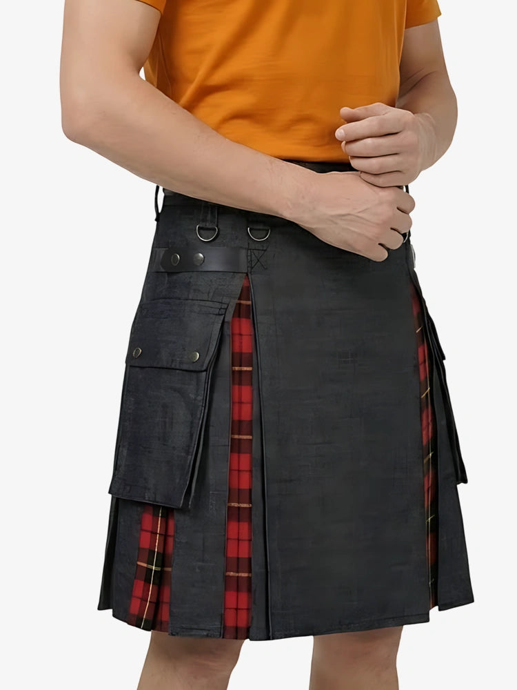 Kilt in denim nero scozzese su misura