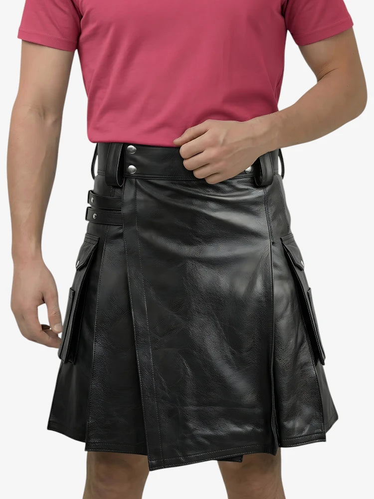 Kilt in Vera Pelle Nera Su Misura