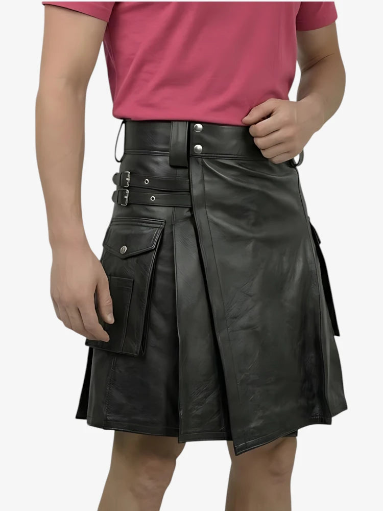 Kilt in Vera Pelle Nera Su Misura
