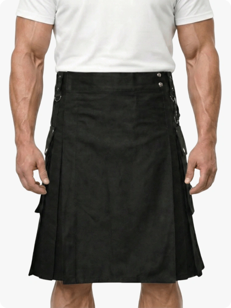 Custom Made Gothic Fashion Black Utility kilt