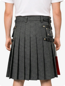 Gray pleated kilt with decorative elements on a white background