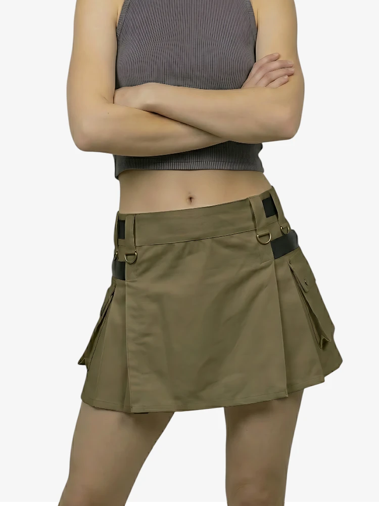 Kilt Utility Color Kaki Su Misura da Donna