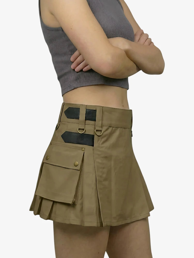 Kilt Utility Color Kaki Su Misura da Donna