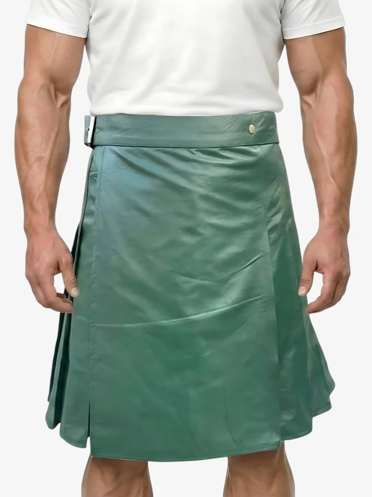 Kilt in Pelle Verde Su Misura