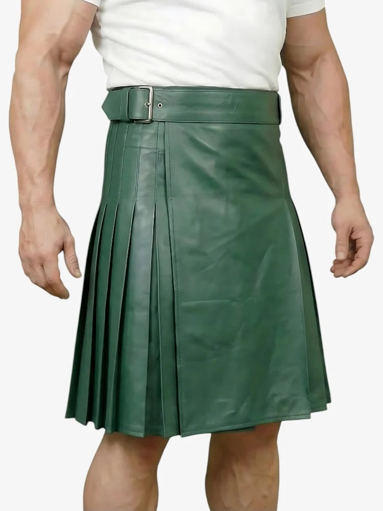 Kilt in Pelle Verde Su Misura