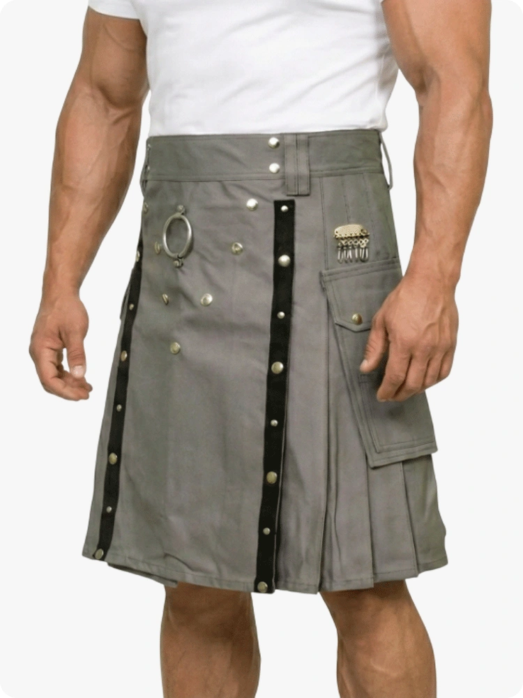 Gray kilt with decorative elements on a white background
