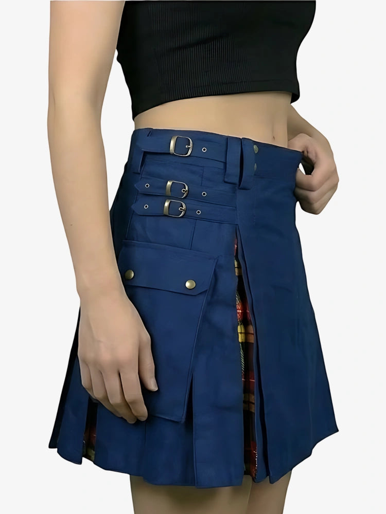Kilt Ibrido Utility Blu Navy su Misura da Donna