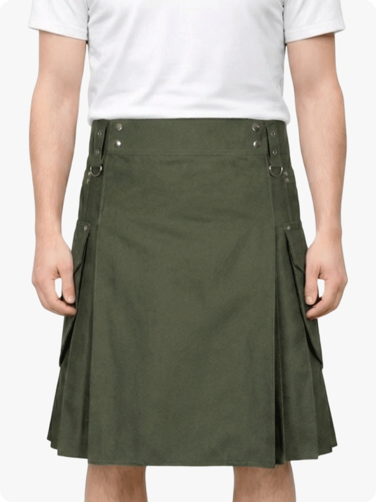 Kilt Utility Casual Verde Oliva Su Misura
