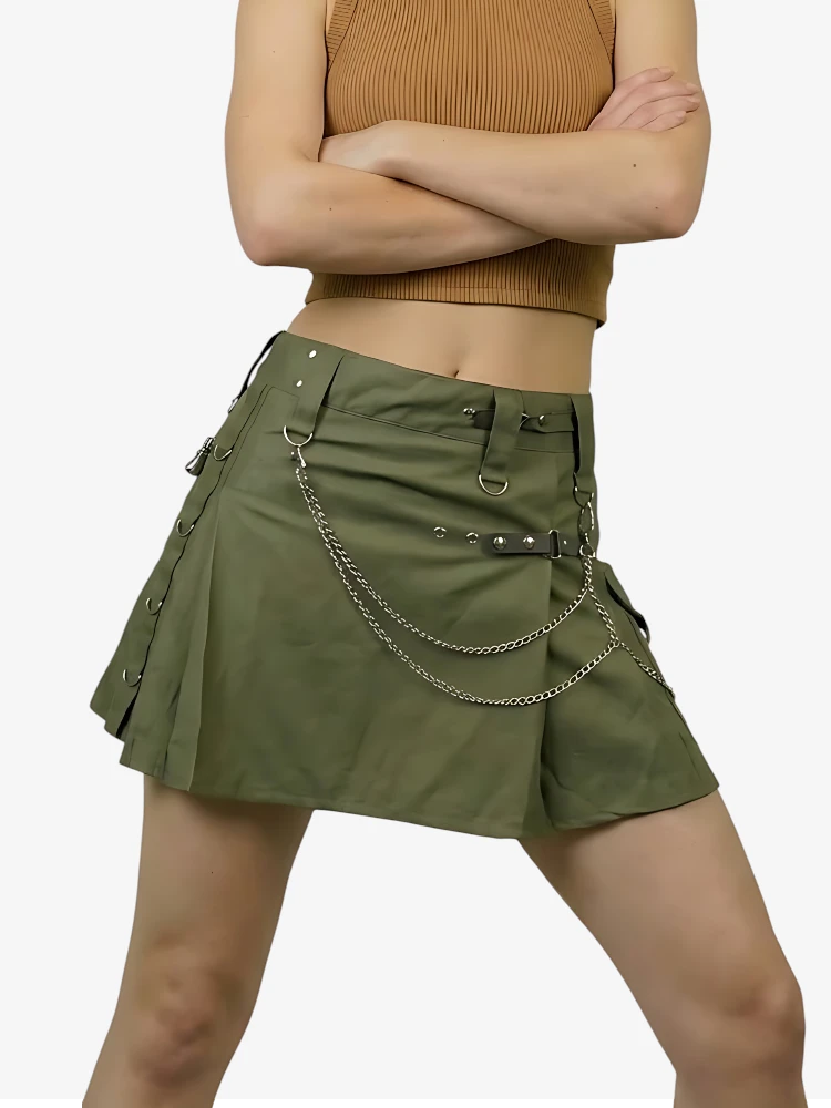 Kilt Utility Verde Oliva Su Misura da Donna