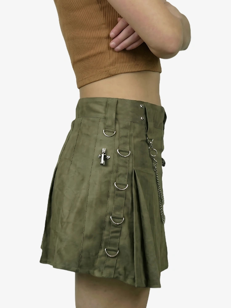 Kilt Utility Verde Oliva Su Misura da Donna